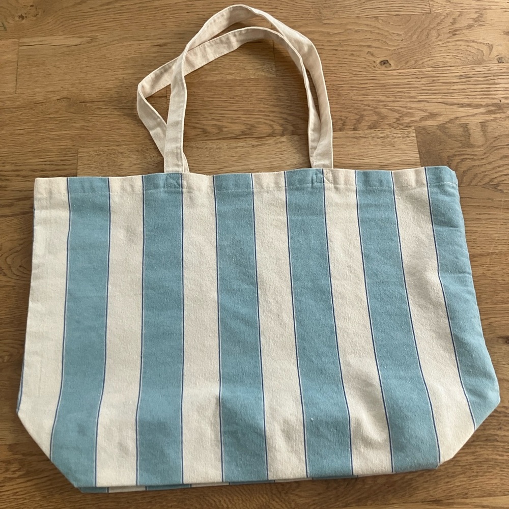 Sezane Blue and White Striped Tote Bag - Picture 2 of 2